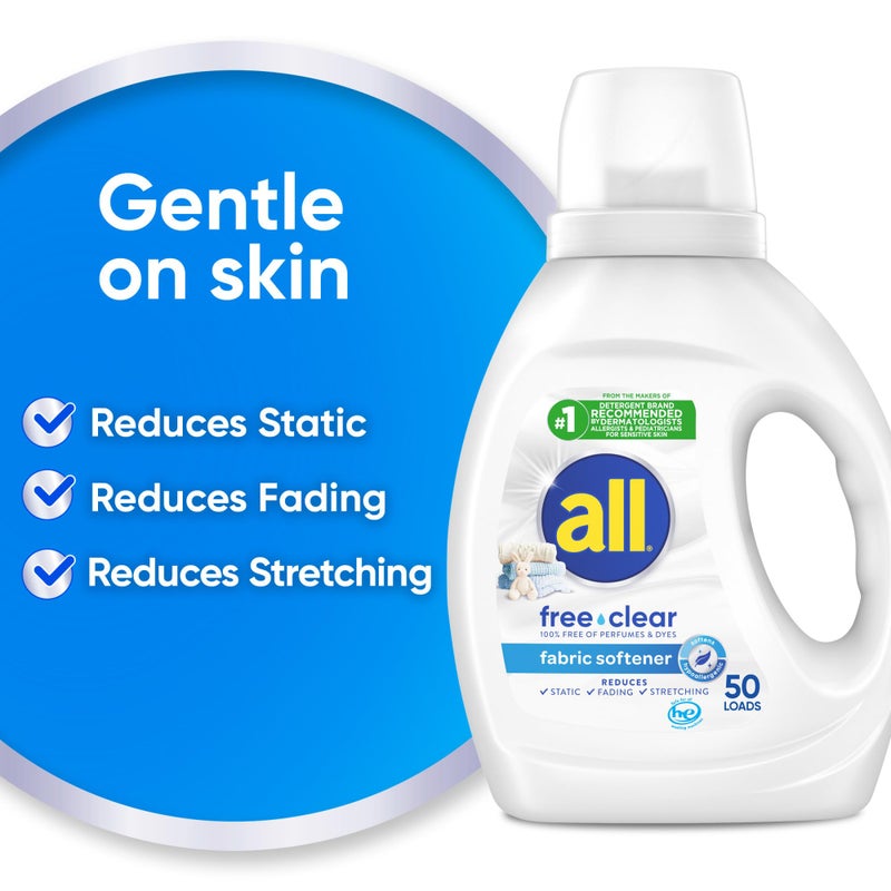 all Liquid Fabric Softener, Free Clear, 34 fluid Ounces - Image 2